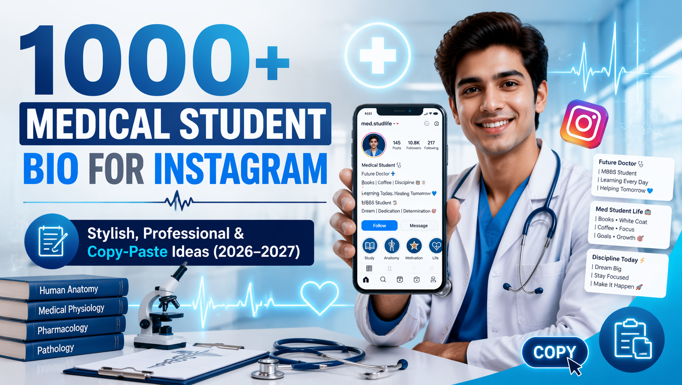 1000+ Medical Student Bio for Instagram (Stylish, Professional & Copy-Paste Ideas 2026+ 2027)