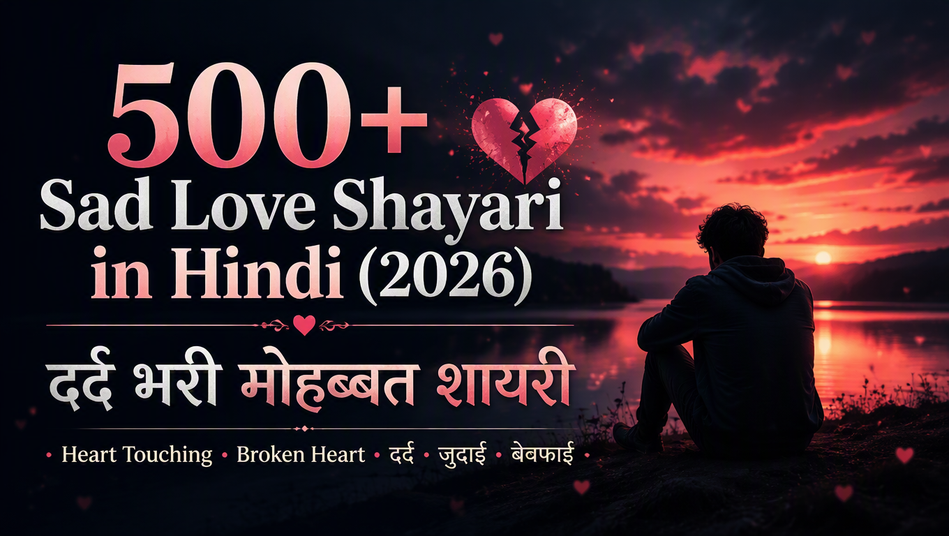 500+ Sad Love Shayari in Hindi (2026) | दर्द भरी मोहब्बत शायरी